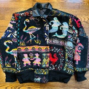 MITOS Patchworks Vintage Tapestry Knit Bomber Jacket